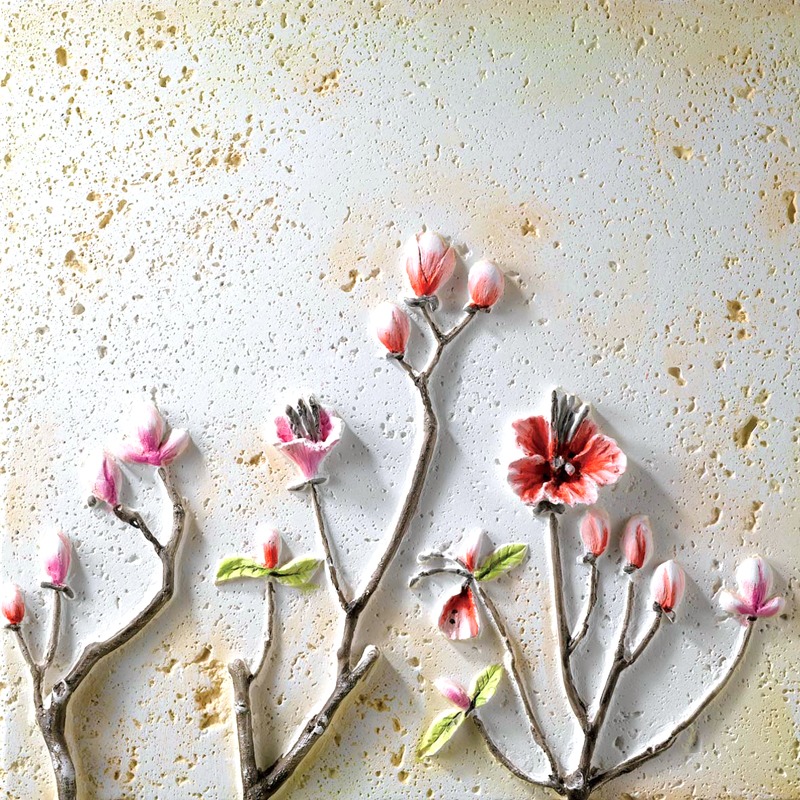 아트월 셀프인테리어 [추천]  에코스톤 진달래 꽃포인트 컬러판재 40x40cm